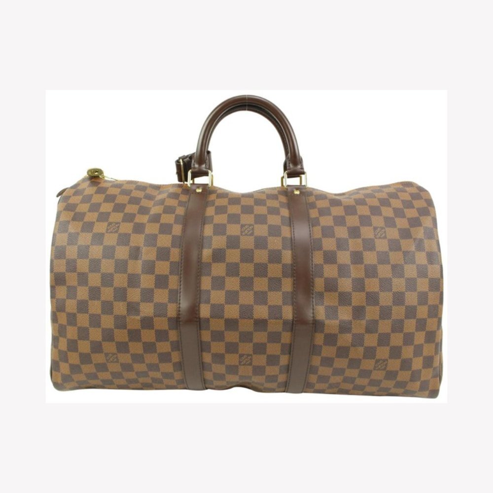 Louis Vuitton Damier Ebene Keepall 50 Duffle Travel Bag 41lk75